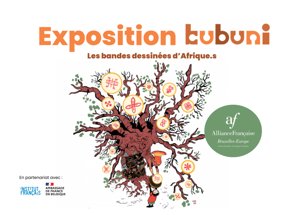Exposition "Kubuni, les bandes dessinées d'Afrique(s)s" à l'Alliance Française de Bruxelles-Europe.